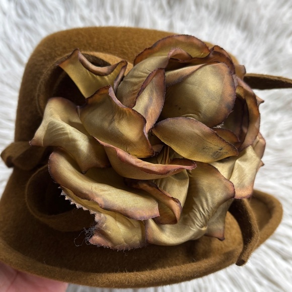 Peter Bettley Vintage Brown Felt Rabbit Fur Floral Fascinators Hat One Size main image 6